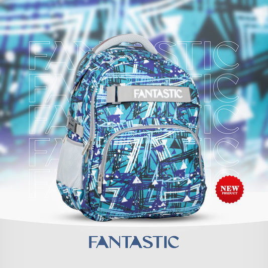 ODS3 حقيبة ظهر مدرسية فانتاستيك، نمط هندسي، بنفسجي وأزرق متعدد الألوان، جيوب متعددة