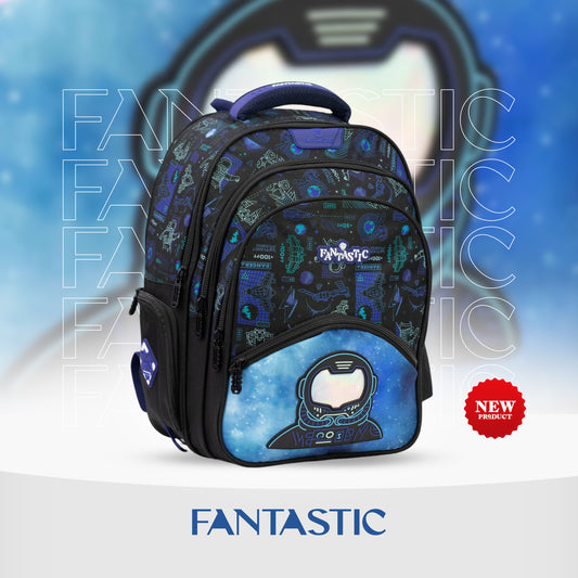 QY003 فانتاستيك حقيبة ظهر مدرسية، متعددة الجيوب،  فضاء، مع سحابات متينة