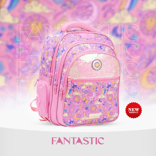 QY003 فانتاستيك حقيبة ظهر مدرسية، متعددة الجيوب،  مارفل، أميرات، فضاء، مع سحابات متينة (