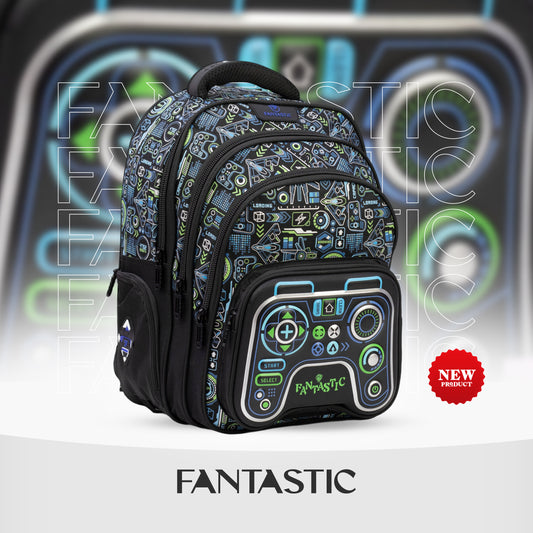QY003 فانتاستيك حقيبة ظهر مدرسية، متعددة الجيوب،  مارفل، أميرات، فضاء، مع سحابات متينة