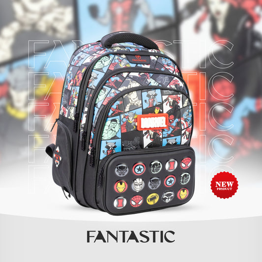 QY003 فانتاستيك حقيبة ظهر مدرسية، متعددة الجيوب،  مارفل، أميرات، فضاء، مع سحابات متينة