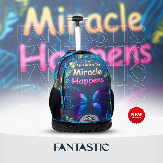 ODS4 حقيبة ظهر فانتاستيك مدرسية بعجلات، تصميم فراشة مع طبعة ملهمة، أزرق وأرجواني، ٤٥ سم