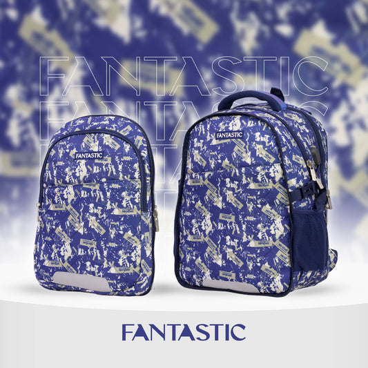 فانتاستك حقيبة ظهر مدرسية، طقم قطعتين، نمط عصري، لون أزرق مقاس 18 بوصة ODS2