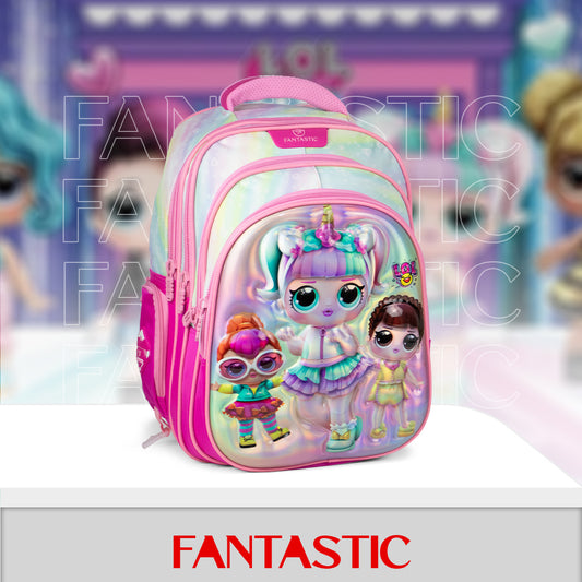 QY 007 حقيبة ظهر مدرسية فانتاستيك المدرسية ، ٤٠ سم، متعددة الجيوب، تصاميم كرتونية ثلاثية الأبعاد، مجموعة متنوعة