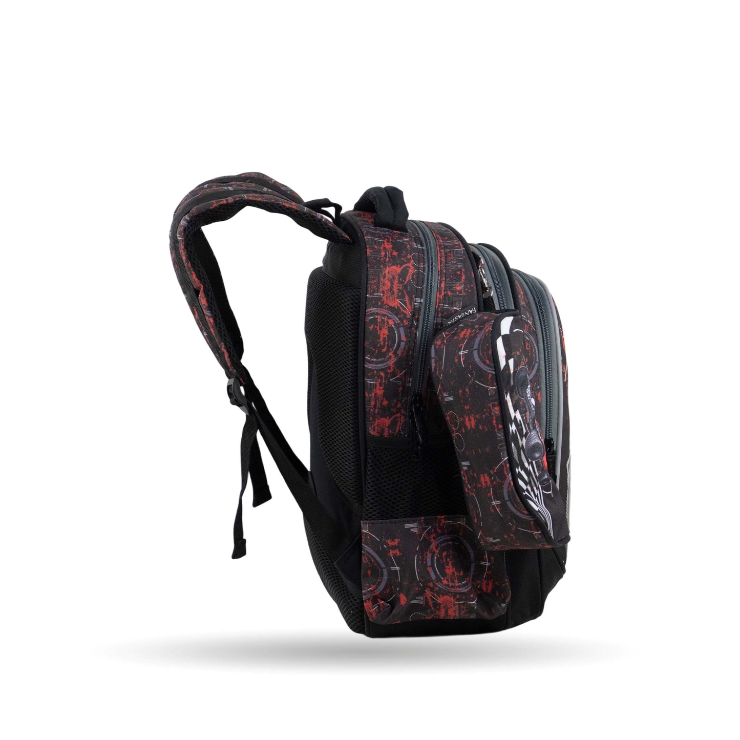 فانتاستيك، طقم حقائب مدرسية، ٣ قطع، تصميم سيارة، نمط أسود وأحمر XT082