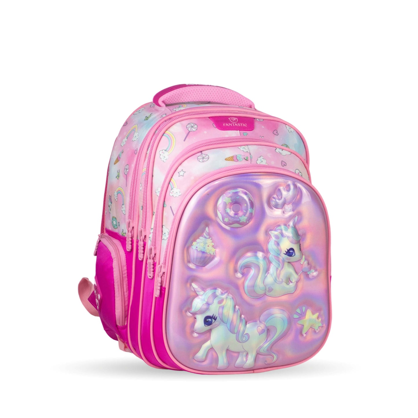 QY 007 حقيبة ظهر مدرسية فانتاستيك المدرسية ، ٤٠ سم، متعددة الجيوب، تصاميم كرتونية ثلاثية الأبعاد، مجموعة متنوعة )