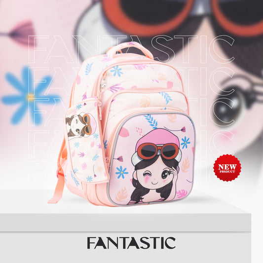 XT080 حقيبة ظهر مدرسية بناتي بنمط عصري، متعددة الجيوب، تصميم رياضي مقاس 16 بوصة (Copy)