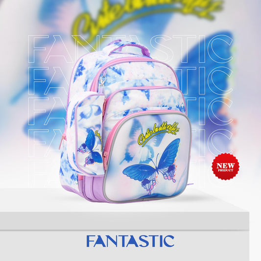 XT080 حقيبة ظهر مدرسية بناتي بنمط عصري، متعددة الجيوب، تصميم رياضي مقاس 16 بوصة