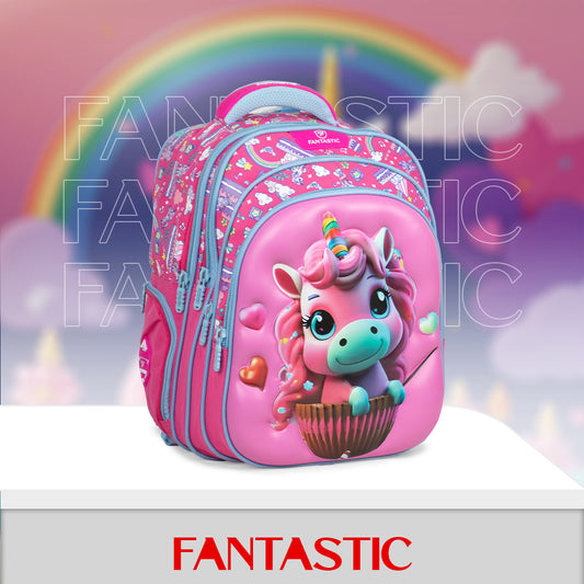 QY005 حقيبة ظهر مدرسية فانتاستيك المدرسية ، ٤٠ سم، متعددة الجيوب، تصاميم كرتونية ثلاثية الأبعاد، مجموعة متنوعة