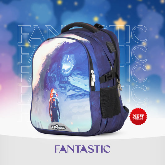 ODS1 حقيبة ظهر مدرسية، تصميم فضائي مع نجوم وكواكب، 18بوصة، أزرق كحلي، جيوب متعددة،  مناسبة للأطفال 6-12 سنة