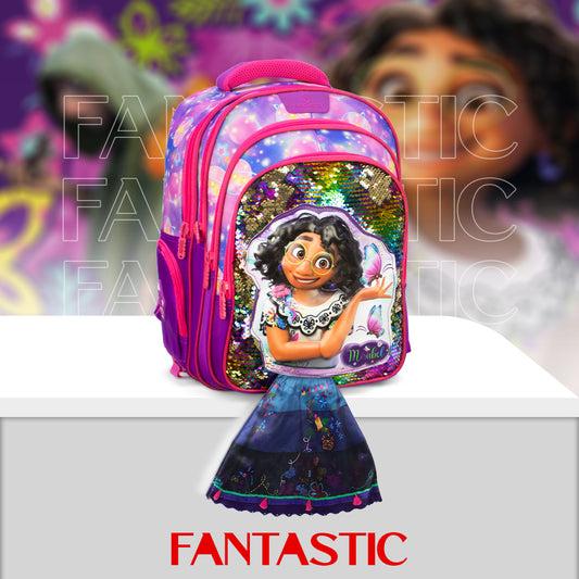 QY011 حقيبة ظهر FANTASTIC مدرسية للأطفال، تصميم بنفسجي وزهري مع نجوم، ٣ جيوب، مقاومة للماء، 40×٣٠×٢٥ سم