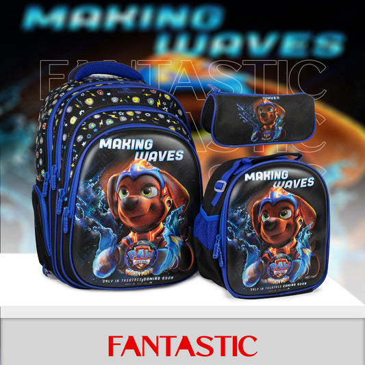 QY006 حقيبة فانتاستيك المدرسية، 43سم، مع حقيبة طعام ومقلمة، تصميم ثلاثي الأبعاد، للأطفال