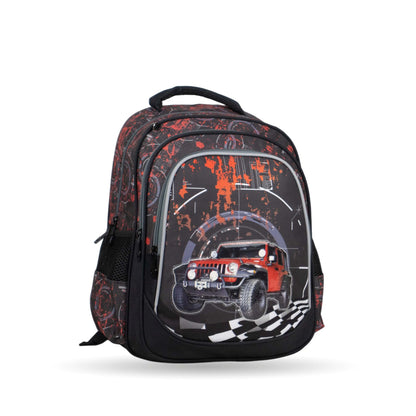 فانتاستيك، طقم حقائب مدرسية، ٣ قطع، تصميم سيارة، نمط أسود وأحمر XT082