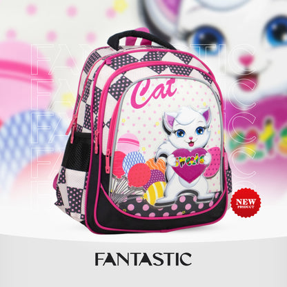 XT081 ياً مع حقيبة الظهر المدرسية فانتاستيك! تتميز هذه الحقيبة بتصميم ساحر يجمع بين حصان البحر واليونيكورن مع لمسات قوس قزح براقة بألوان الأزرق