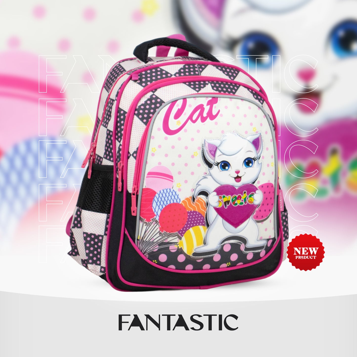 XT081 ياً مع حقيبة الظهر المدرسية فانتاستيك! تتميز هذه الحقيبة بتصميم ساحر يجمع بين حصان البحر واليونيكورن مع لمسات قوس قزح براقة بألوان الأزرق