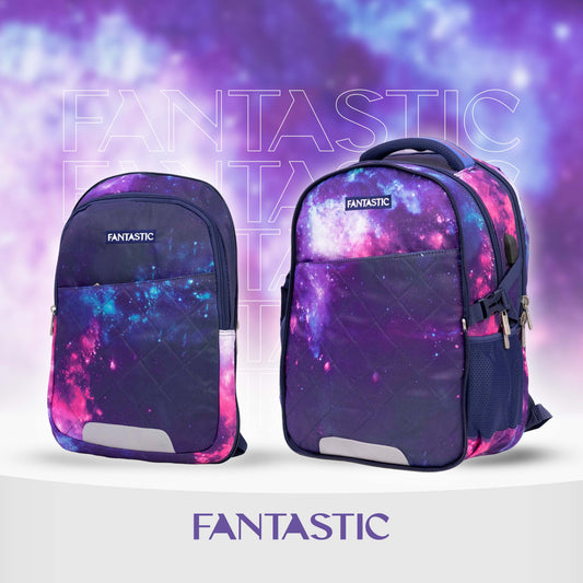 حقيبة ظهر فانتاستك جالاكسي، حقيبتين في مجموعة، تصميم مجرات بألوان أرجواني وأزرق مقاس ODS2 18