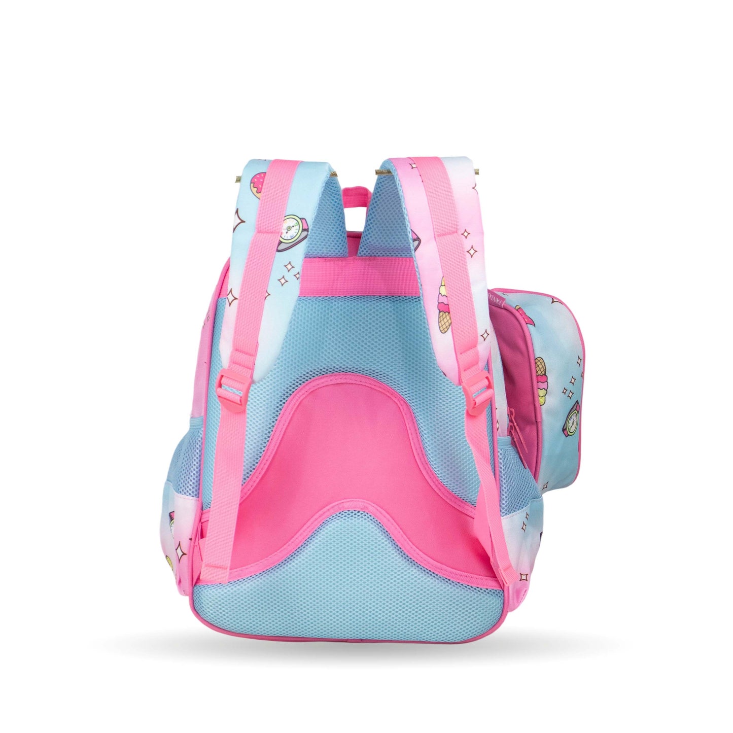 XT082 فانتاستيك، طقم شنط مدرسية للبنات، ٣ قطع، تصميم كرتوني جذاب، لون وردي وأزرق