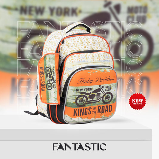 XT080 حقيبة ظهر مدرسية أولادي بنمط عصري، متعددة الجيوب، تصميم رياضي مقاس 16 بوصة