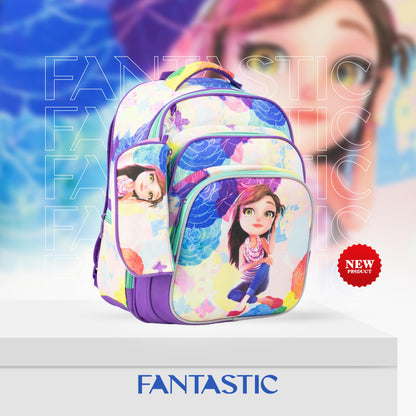 XT080 حقيبة ظهر مدرسية بناتي بنمط عصري، متعددة الجيوب، تصميم رياضي مقاس 16 بوصة