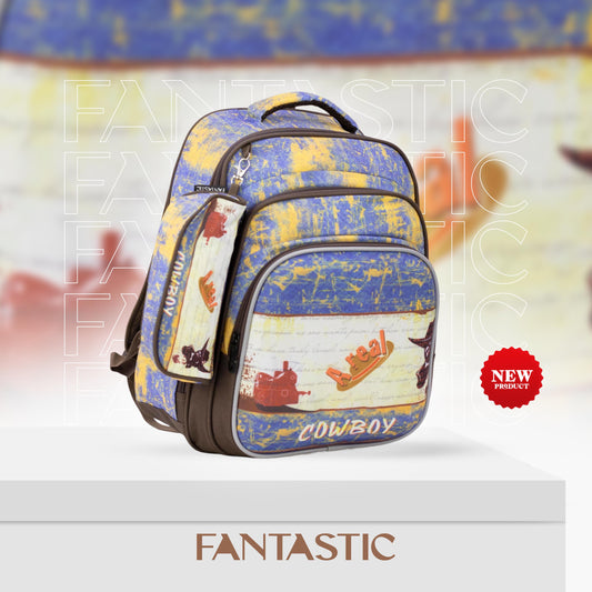 XT080 حقيبة ظهر مدرسية أولادي بنمط عصري، متعددة الجيوب، تصميم رياضي مقاس 16 بوصة