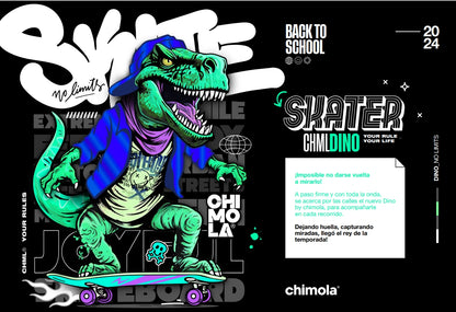 MM049 حقيبة ظهر مدرسية Chimola ، تصميم ديناصور، أزرق وأخضر