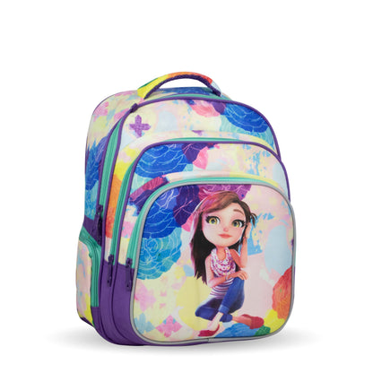 XT080 حقيبة ظهر مدرسية بناتي بنمط عصري، متعددة الجيوب، تصميم رياضي مقاس 16 بوصة