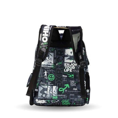 MM049 حقيبة ظهر مدرسية Chimola ، تصميم ديناصور، أزرق وأخضر