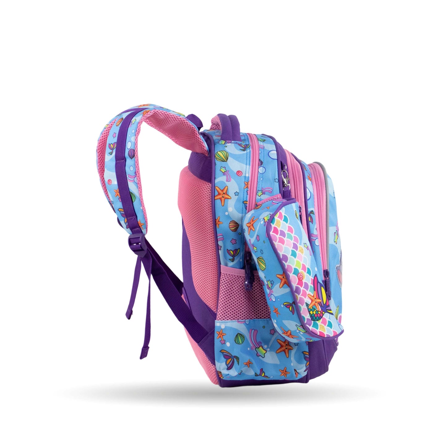 فانتاستيك، طقم شنط مدرسية للبنات، ٣ قطع، تصميم فراشة ملون، لون أزرق وبنفسجي XT082