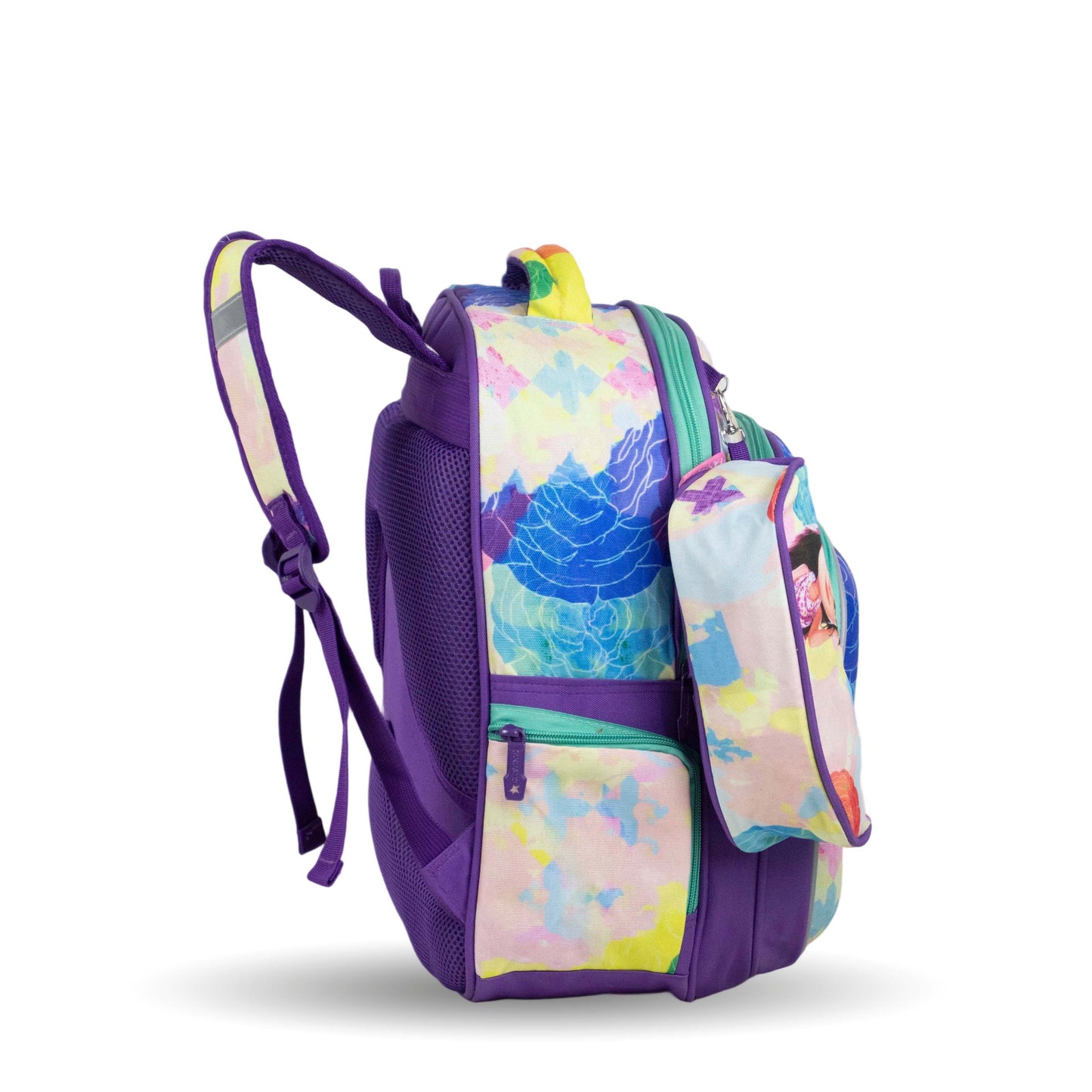 XT080 حقيبة ظهر مدرسية بناتي بنمط عصري، متعددة الجيوب، تصميم رياضي مقاس 16 بوصة