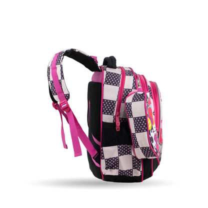 فانتاستيك، طقم شنط مدرسية للبنات، ٣ قطع، تصميم قطة جميل، لون وردي وأبيض