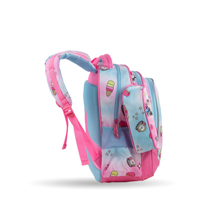 XT082 فانتاستيك، طقم شنط مدرسية للبنات، ٣ قطع، تصميم كرتوني جذاب، لون وردي وأزرق